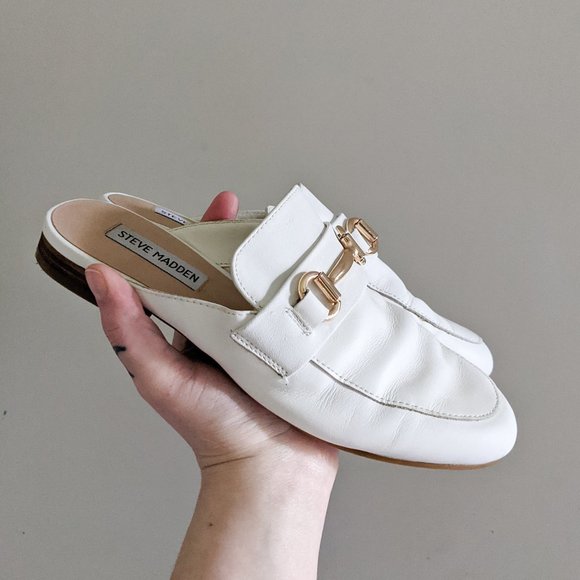 Steve Madden Shoes - Steve Madden Kandi White Leather Slip On Loafer